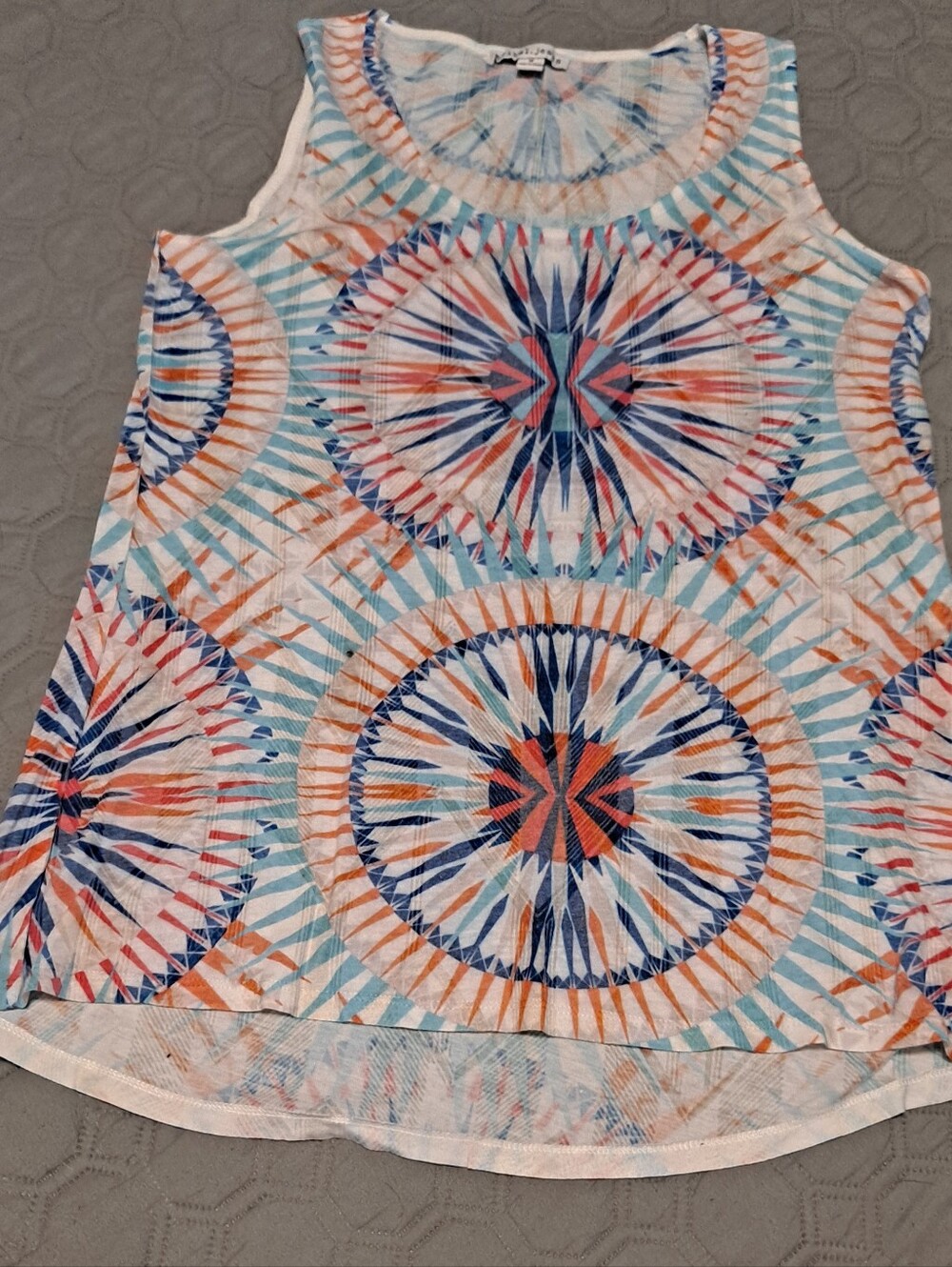 Tribal Jeans Sleeveless Geometric Tank Top - Sz M Red White Blue 4th Of July!